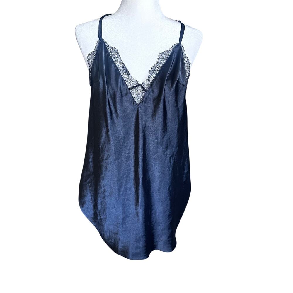 VICTORIA'S SECRET BLACK LACE HALTER TEDDIE NIGHTIE SLIP DRESS SZ l